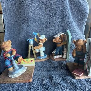 4 piece set. Adorable Bear Figurine Set